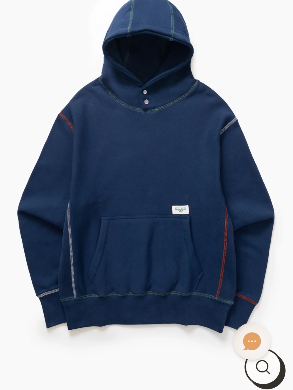 Men's Navy Hooded Pullover with Contrast Stitching